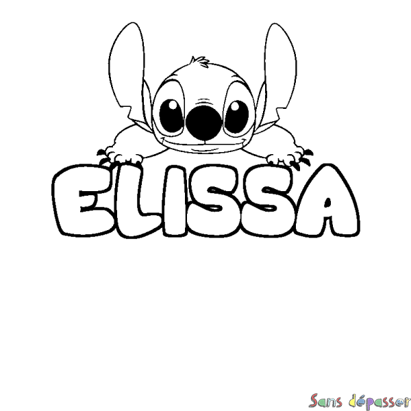 Coloriage prénom ELISSA - d&eacute;cor Stitch