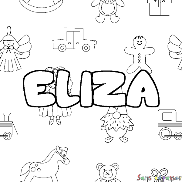 Coloriage prénom ELIZA - d&eacute;cor Jouets