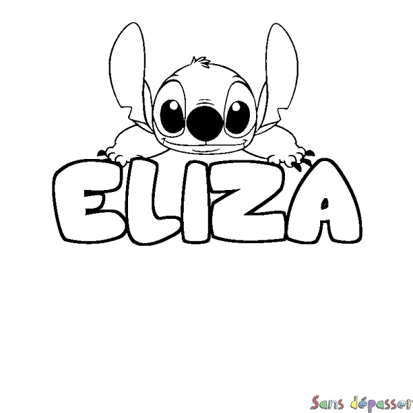 Coloriage prénom ELIZA - d&eacute;cor Stitch