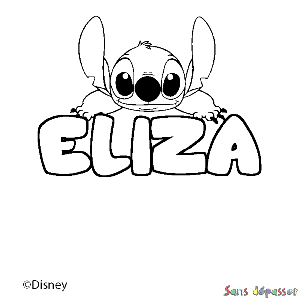 Coloriage pr&eacute;nom ELIZA - d&eacute;cor Stitch
