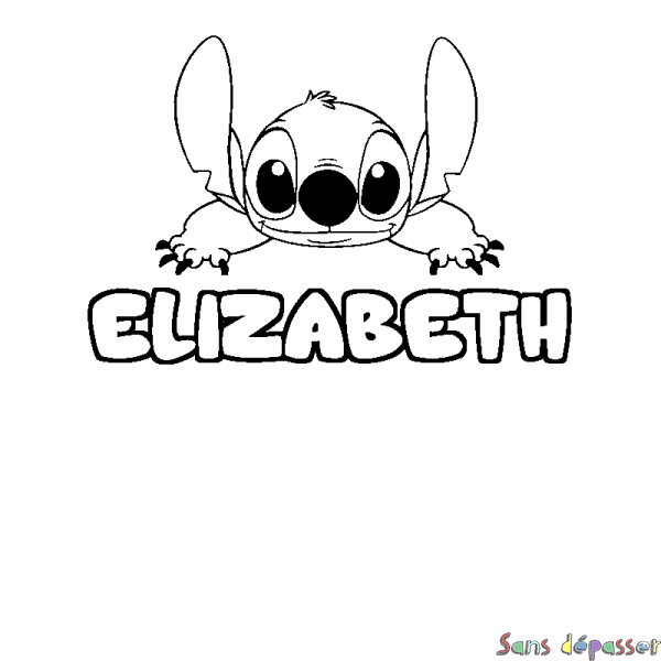 Coloriage prénom ELIZABETH - d&eacute;cor Stitch