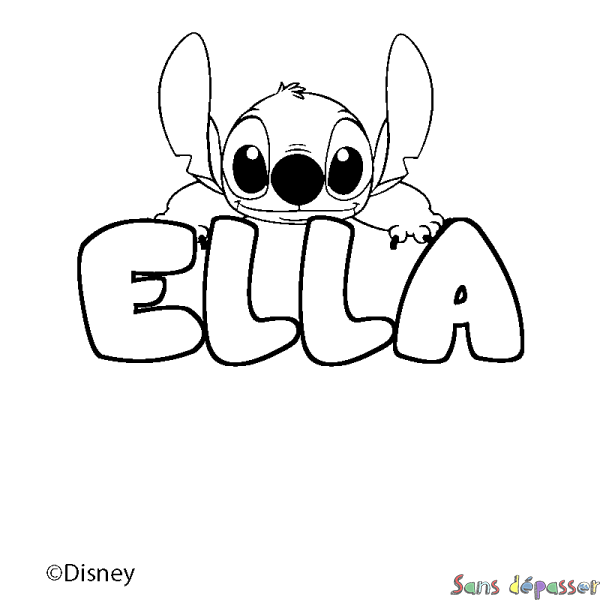 Coloriage pr&eacute;nom ELLA - d&eacute;cor Stitch