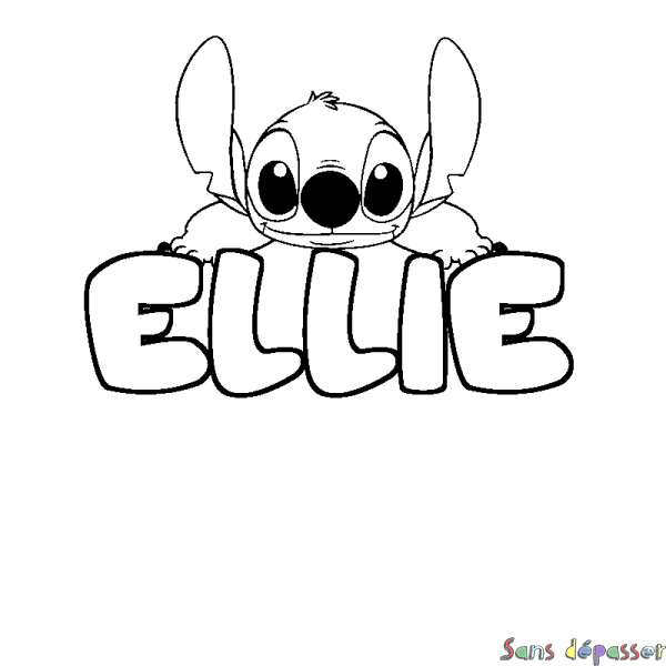 Coloriage prénom ELLIE - d&eacute;cor Stitch