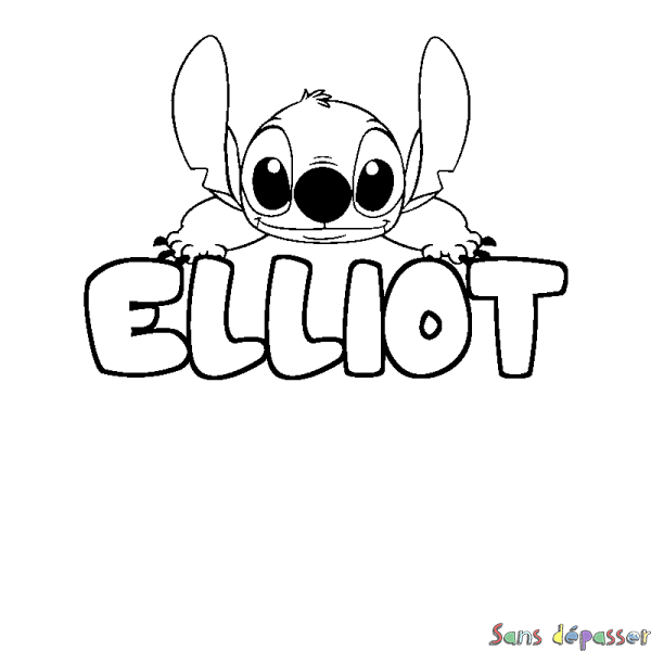 Coloriage prénom ELLIOT - d&eacute;cor Stitch