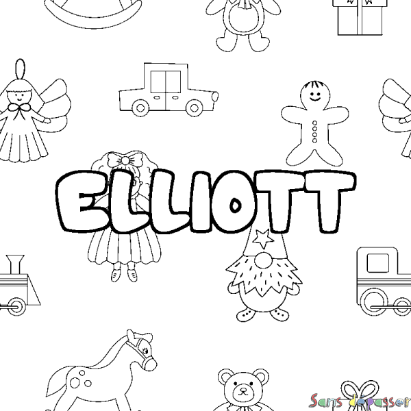 Coloriage prénom ELLIOTT - d&eacute;cor Jouets