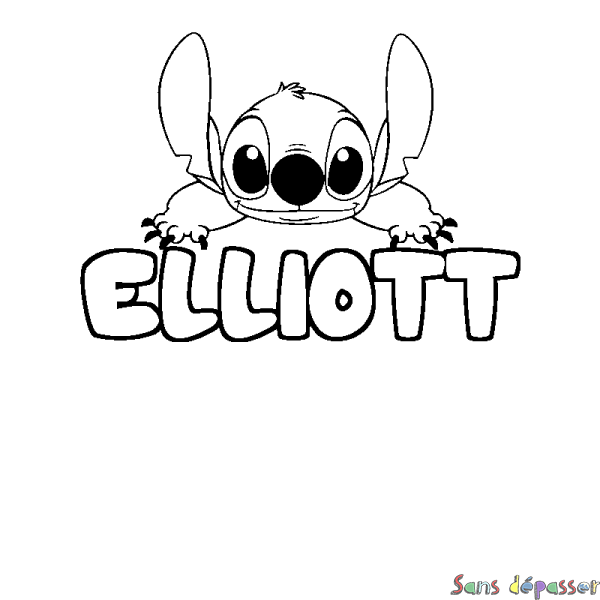 Coloriage prénom ELLIOTT - d&eacute;cor Stitch