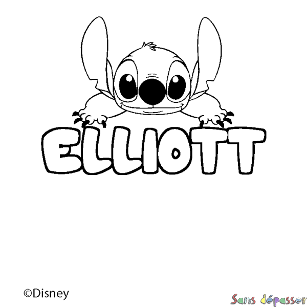 Coloriage pr&eacute;nom ELLIOTT - d&eacute;cor Stitch