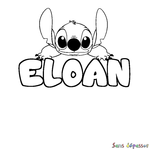 Coloriage prénom ELOAN - d&eacute;cor Stitch