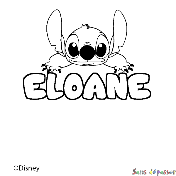 Coloriage pr&eacute;nom ELOANE - d&eacute;cor Stitch
