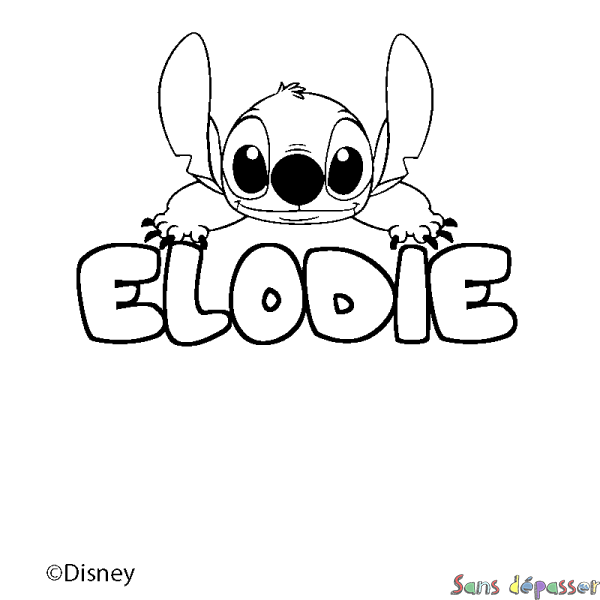 Coloriage pr&eacute;nom ELODIE - d&eacute;cor Stitch