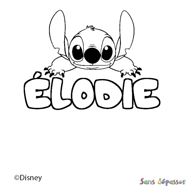 Coloriage pr&eacute;nom &Eacute;LODIE - d&eacute;cor Stitch
