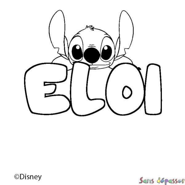 Coloriage pr&eacute;nom ELOI - d&eacute;cor Stitch