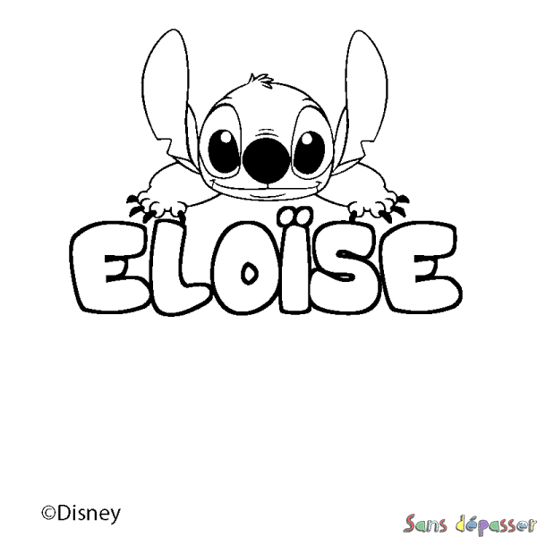 Coloriage pr&eacute;nom ELO&Iuml;SE - d&eacute;cor Stitch