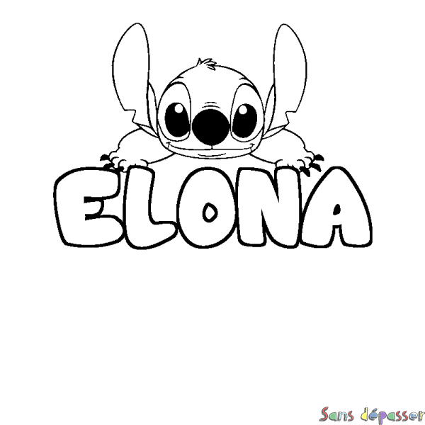Coloriage prénom ELONA - d&eacute;cor Stitch
