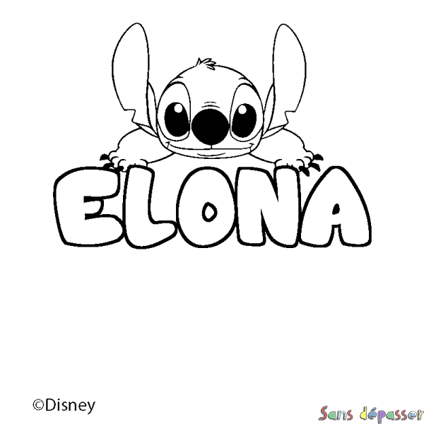 Coloriage pr&eacute;nom ELONA - d&eacute;cor Stitch