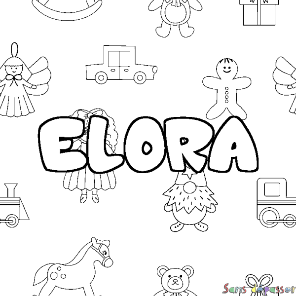 Coloriage prénom ELORA - d&eacute;cor Jouets