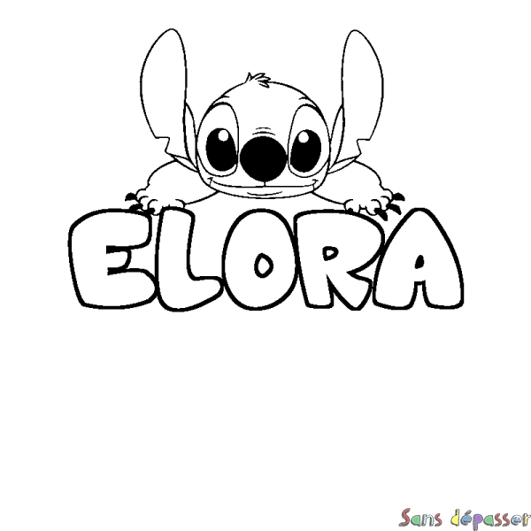 Coloriage prénom ELORA - d&eacute;cor Stitch