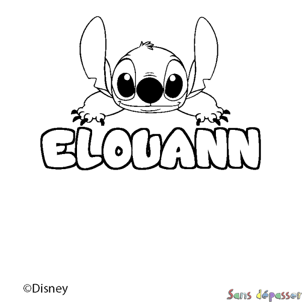 Coloriage pr&eacute;nom ELOUANN - d&eacute;cor Stitch