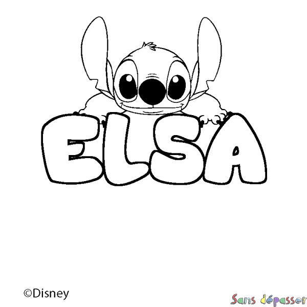 Coloriage pr&eacute;nom ELSA - d&eacute;cor Stitch