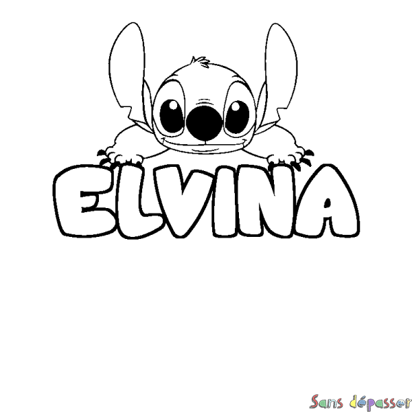 Coloriage prénom ELVINA - d&eacute;cor Stitch