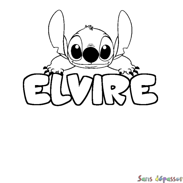 Coloriage prénom ELVIRE - d&eacute;cor Stitch