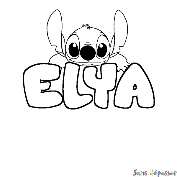 Coloriage prénom ELYA - d&eacute;cor Stitch