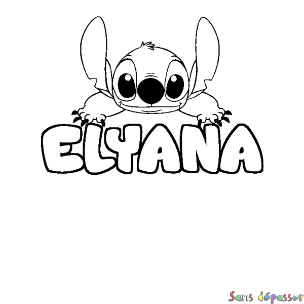 Coloriage prénom ELYANA - d&eacute;cor Stitch