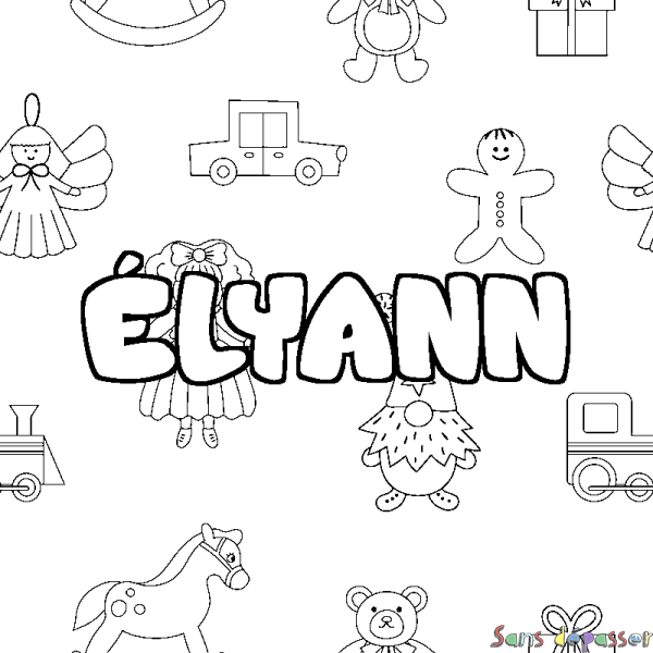 Coloriage pr&eacute;nom &Eacute;LYANN - d&eacute;cor Jouets