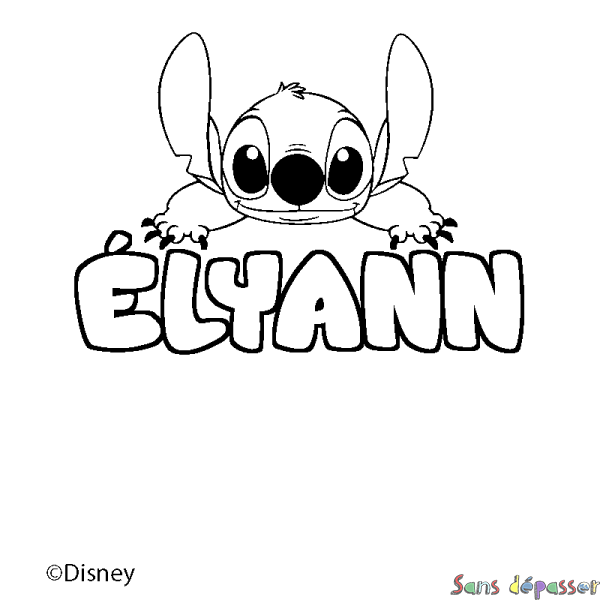 Coloriage pr&eacute;nom &Eacute;LYANN - d&eacute;cor Stitch
