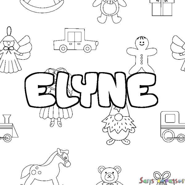 Coloriage prénom ELYNE - d&eacute;cor Jouets