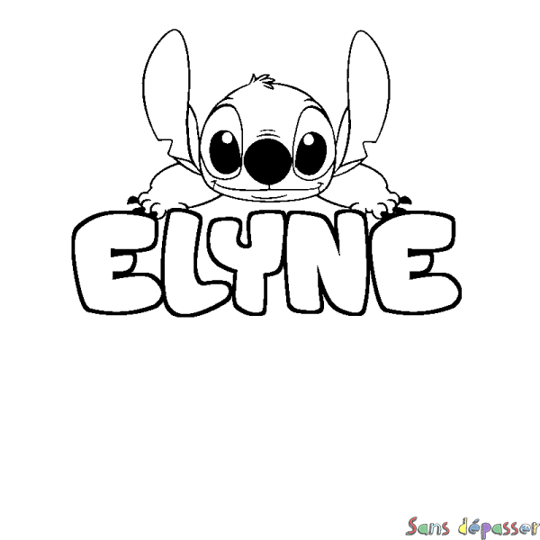 Coloriage prénom ELYNE - d&eacute;cor Stitch