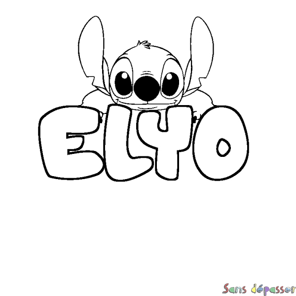 Coloriage prénom ELYO - d&eacute;cor Stitch