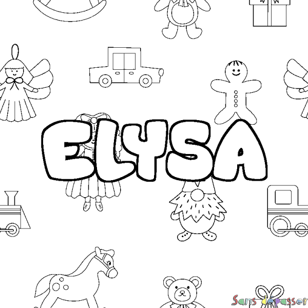 Coloriage prénom ELYSA - d&eacute;cor Jouets