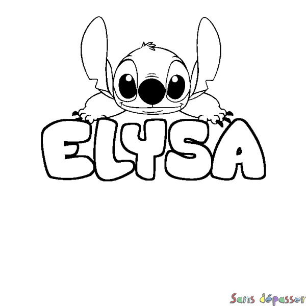 Coloriage prénom ELYSA - d&eacute;cor Stitch