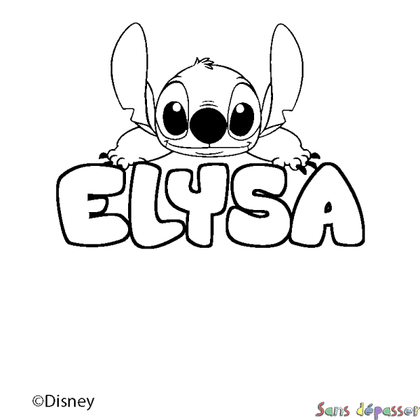 Coloriage pr&eacute;nom ELYSA - d&eacute;cor Stitch