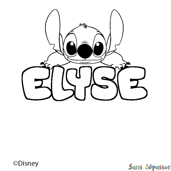 Coloriage pr&eacute;nom ELYSE - d&eacute;cor Stitch