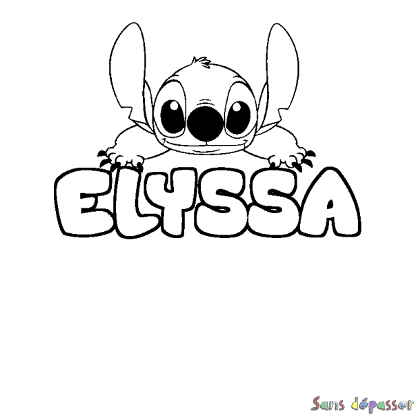Coloriage prénom ELYSSA - d&eacute;cor Stitch