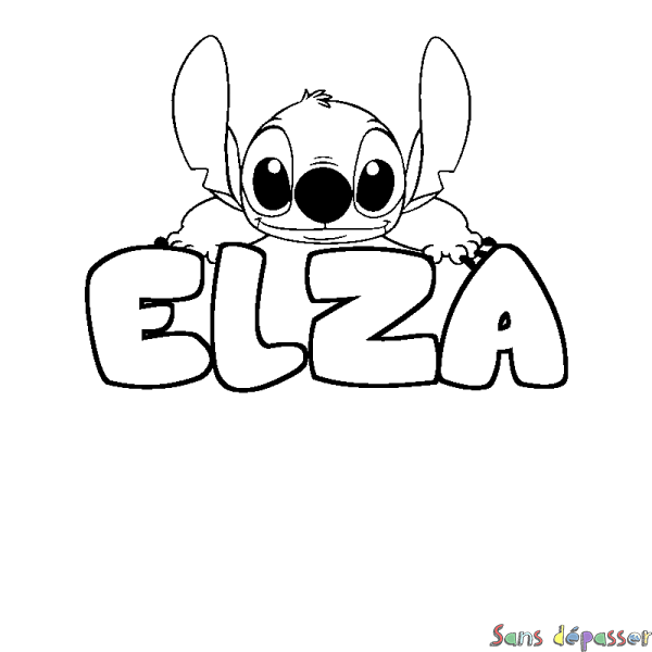 Coloriage prénom ELZA - d&eacute;cor Stitch