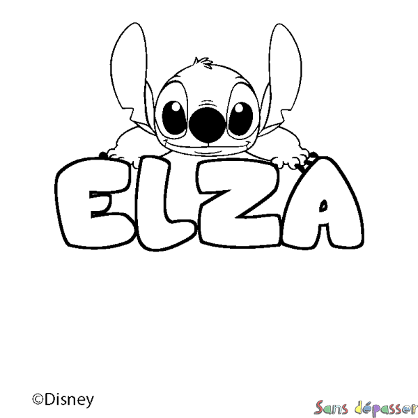Coloriage pr&eacute;nom ELZA - d&eacute;cor Stitch