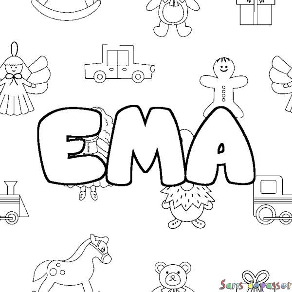 Coloriage prénom EMA - d&eacute;cor Jouets