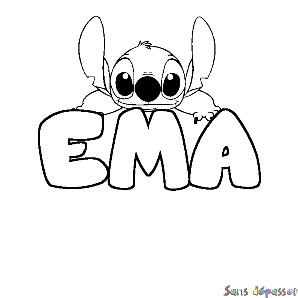 Coloriage prénom EMA - d&eacute;cor Stitch