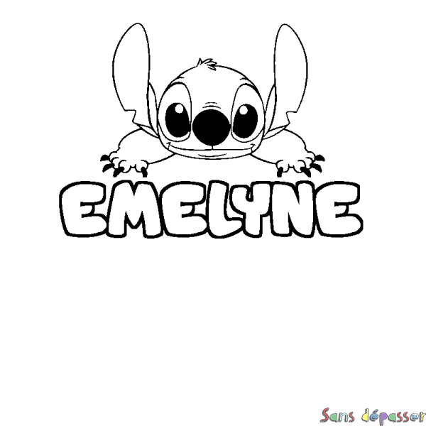 Coloriage prénom EMELYNE - d&eacute;cor Stitch