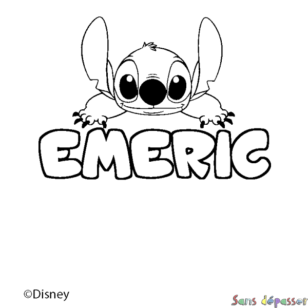 Coloriage pr&eacute;nom EMERIC - d&eacute;cor Stitch