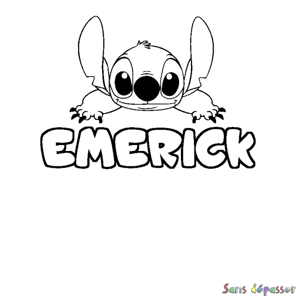 Coloriage prénom EMERICK - d&eacute;cor Stitch