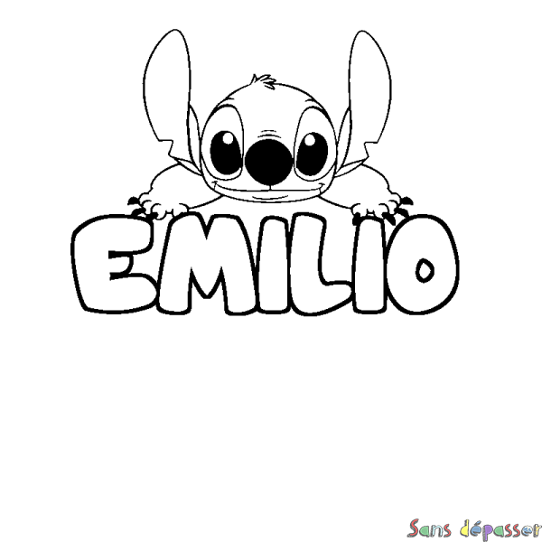 Coloriage prénom EMILIO - d&eacute;cor Stitch