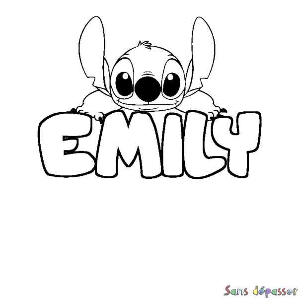 Coloriage prénom EMILY - d&eacute;cor Stitch