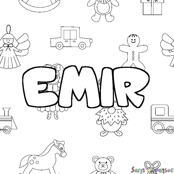 Coloriage prénom EMIR - d&eacute;cor Jouets