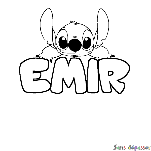 Coloriage prénom EMIR - d&eacute;cor Stitch