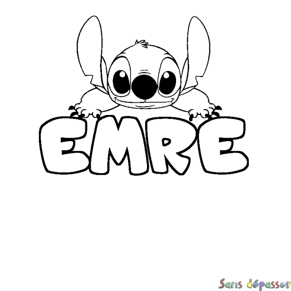 Coloriage prénom EMRE - d&eacute;cor Stitch