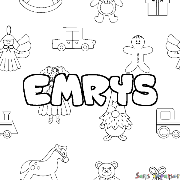 Coloriage prénom EMRYS - d&eacute;cor Jouets
